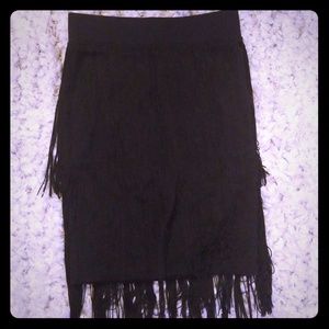 Bebe fringe black skirt